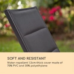 Blumfeldt Renazzo Lounge Ligstoel - Ligbed Voor De Tuin - Aluminium Tuinstoel - 6 Standen - Waterafstotend - Bekleding Van 70 % Pvc En 30 % Polyetheen - Zwart -Meubel Verkoop 1200x1200 159