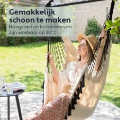 Vita5 XXL Hangstoel | Binnen&Buiten Hangnest | Incl. 2 Kussens En Boekenvak | Volwassenen&Kinderen | Hangmatstoel Tot 225kg | Beige -Meubel Verkoop 1200x1200 200