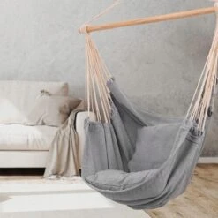 RENALUX Hangstoel Buiten En Binnen - Hangstoel Voor Binnen - Hangstoel Zonder Standaard - Hangstoel Cocoon - Gratis 2 Zachte Kussens - 150 KG - Grijs -Meubel Verkoop 1200x1200 208
