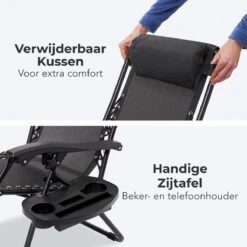 LifeGoods Opvouwbare Tuinstoelen - Verstelbaar Zonnescherm - 2 Stuks - 30°-90° Verstelbaar - Metaal - Zwart -Meubel Verkoop 1200x1200 271