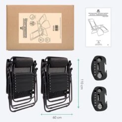 LifeGoods Opvouwbare Tuinstoelen - Verstelbaar Zonnescherm - 2 Stuks - 30°-90° Verstelbaar - Metaal - Zwart -Meubel Verkoop 1200x1200 277