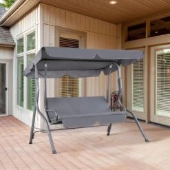 Merkloos Casaria Hollywood Schommel - Antraciet - Incl. Zonnekap -Meubel Verkoop 1200x1200 296