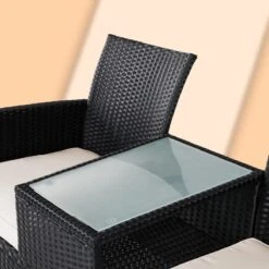Casaria Polyrattan Tuinbank - Incl. Kussen - 143x55x88 Cm Zwart -Meubel Verkoop 1200x1200 315