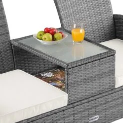 Casaria Polyrattan Tuinbank - Incl. Tafel & Kussens 7 Cm - Grijs -Meubel Verkoop 1200x1200 316