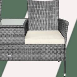 Casaria Polyrattan Tuinbank - Incl. Tafel & Kussens 7 Cm - Grijs -Meubel Verkoop 1200x1200 319