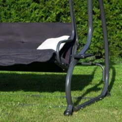 Springos Schommelbank | Linda-Schommel | 3-zits | Waterafstotend | Inclusief 2 Kussens | Verstelbare Luifel | 162 X 200 X 120 Cm | Zwart -Meubel Verkoop 1200x1200 349