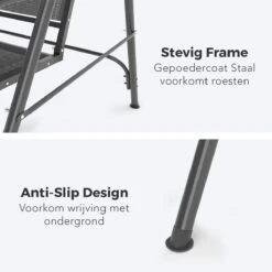 LifeGoods Schommelbank - 3-zits - Tot 250KG - Kantelbaar Dak - UV-bestendig Zonnescherm - 172x104x162cm - Grijs -Meubel Verkoop 1200x1200 387