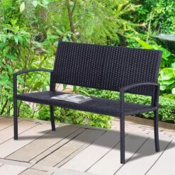 Outsunny Polyrotan Tuinbank 2-zits Parkbank Bank Staal Zwart 867-022 -Meubel Verkoop 1200x1200 407