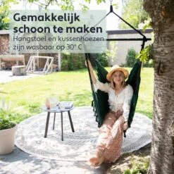 Vita5 XXL Hangstoel | Binnen&Buiten Hangnest | Incl. 2 Kussens En Boekenvak | Volwassenen&Kinderen | Hangmatstoel Tot 225kg | Donkergroen -Meubel Verkoop 1200x1200 43