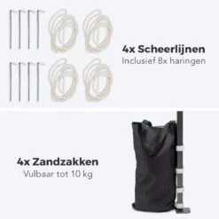 LifeGoods Partytent - 3x3 M - Zijwanden - Easy Up - Opvouwbaar - Waterdicht - Draagtas Met Wieltjes - Donkergrijs -Meubel Verkoop 1200x1200 447