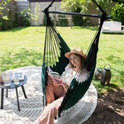 Vita5 XXL Hangstoel | Binnen&Buiten Hangnest | Incl. 2 Kussens En Boekenvak | Volwassenen&Kinderen | Hangmatstoel Tot 225kg | Donkergroen -Meubel Verkoop 1200x1200 45