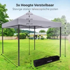LifeGoods Partytent - 3x3 M - Easy Up - Opvouwbaar - Waterdicht - Draagtas Met Wieltjes - Donkergrijs -Meubel Verkoop 1200x1200 458