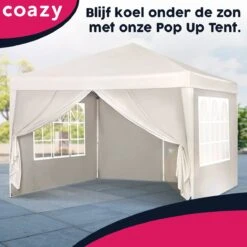 Waterdichte Partytent 3x3 Meter Opvouwbaar Met Zijwanden- Paviljoen Met Zijpanelen - Easy Up - Pop-up Tent Met Haringen, Touw En Anti Slip Poten -Meubel Verkoop 1200x1200 475