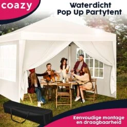 Waterdichte Partytent 3x3 Meter Opvouwbaar Met Zijwanden- Paviljoen Met Zijpanelen - Easy Up - Pop-up Tent Met Haringen, Touw En Anti Slip Poten -Meubel Verkoop 1200x1200 476