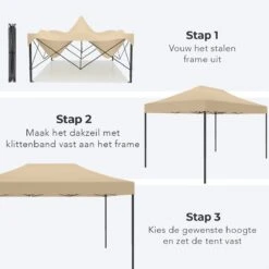 LifeGoods Partytent - 3x4.5 M - Zijwanden - Easy Up - Opvouwbaar - Waterdicht - Draagtas Met Wieltjes - Beige -Meubel Verkoop 1200x1200 488