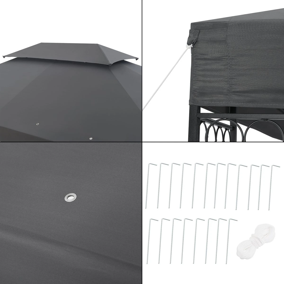 Paviljoen Lanciano Partytent 4x3x2,65 Cm Donkergrijs 7 Paviljoen Lanciano Partytent 4x3x2,65 Cm Donkergrijs - Afbeelding 5