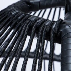 Merkloos Hangstoel Norway - Zwart Wicker & Touw Luxe Egg Hangstoel Met Dikke Antraciete Kussens Met Frame - Inklapbare Basket -Meubel Verkoop 1200x1200 50