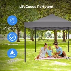 LifeGoods Partytent - 3x4.5 M - Zijwanden - Easy Up - Opvouwbaar - Waterdicht - Draagtas Met Wieltjes - Donkergrijs -Meubel Verkoop 1200x1200 518