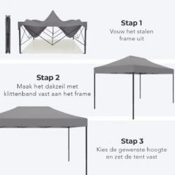 LifeGoods Partytent - 3x4.5 M - Zijwanden - Easy Up - Opvouwbaar - Waterdicht - Draagtas Met Wieltjes - Donkergrijs -Meubel Verkoop 1200x1200 519