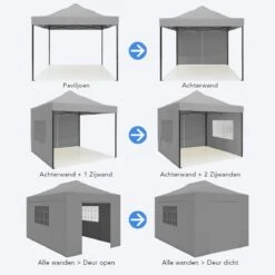 LifeGoods Partytent - 3x4.5 M - Zijwanden - Easy Up - Opvouwbaar - Waterdicht - Draagtas Met Wieltjes - Donkergrijs -Meubel Verkoop 1200x1200 522