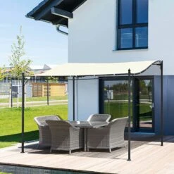 Outsunny Pergola Partytent Paviljoen Overkapping Tent Metaal Crème 297x297 Cm 84C-038 -Meubel Verkoop 1200x1200 542