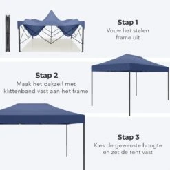 LifeGoods Partytent - 3x4.5 M - Zijwanden - Easy Up - Opvouwbaar - Waterdicht - Draagtas Met Wieltjes - Donkerblauw -Meubel Verkoop 1200x1200 563