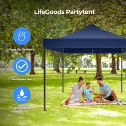 LifeGoods Partytent - 3x4.5 M - Zijwanden - Easy Up - Opvouwbaar - Waterdicht - Draagtas Met Wieltjes - Donkerblauw -Meubel Verkoop 1200x1200 565