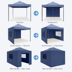 LifeGoods Partytent - 3x4.5 M - Zijwanden - Easy Up - Opvouwbaar - Waterdicht - Draagtas Met Wieltjes - Donkerblauw -Meubel Verkoop 1200x1200 567