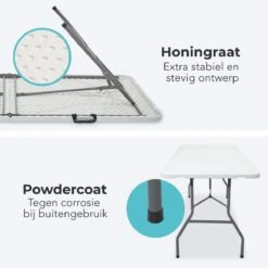 LifeGoods Klaptafel - Inklapbaar - 70x180cm - Verstelbare Vouwtafel - Weerbestendig - Wit -Meubel Verkoop 1200x1200 594