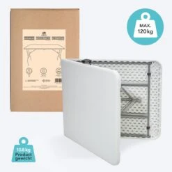 LifeGoods Klaptafel - Inklapbaar - 70x180cm - Verstelbare Vouwtafel - Weerbestendig - Wit -Meubel Verkoop 1200x1200 595