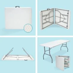 LifeGoods Klaptafel - Inklapbaar - 70x180cm - Verstelbare Vouwtafel - Weerbestendig - Wit -Meubel Verkoop 1200x1200 596