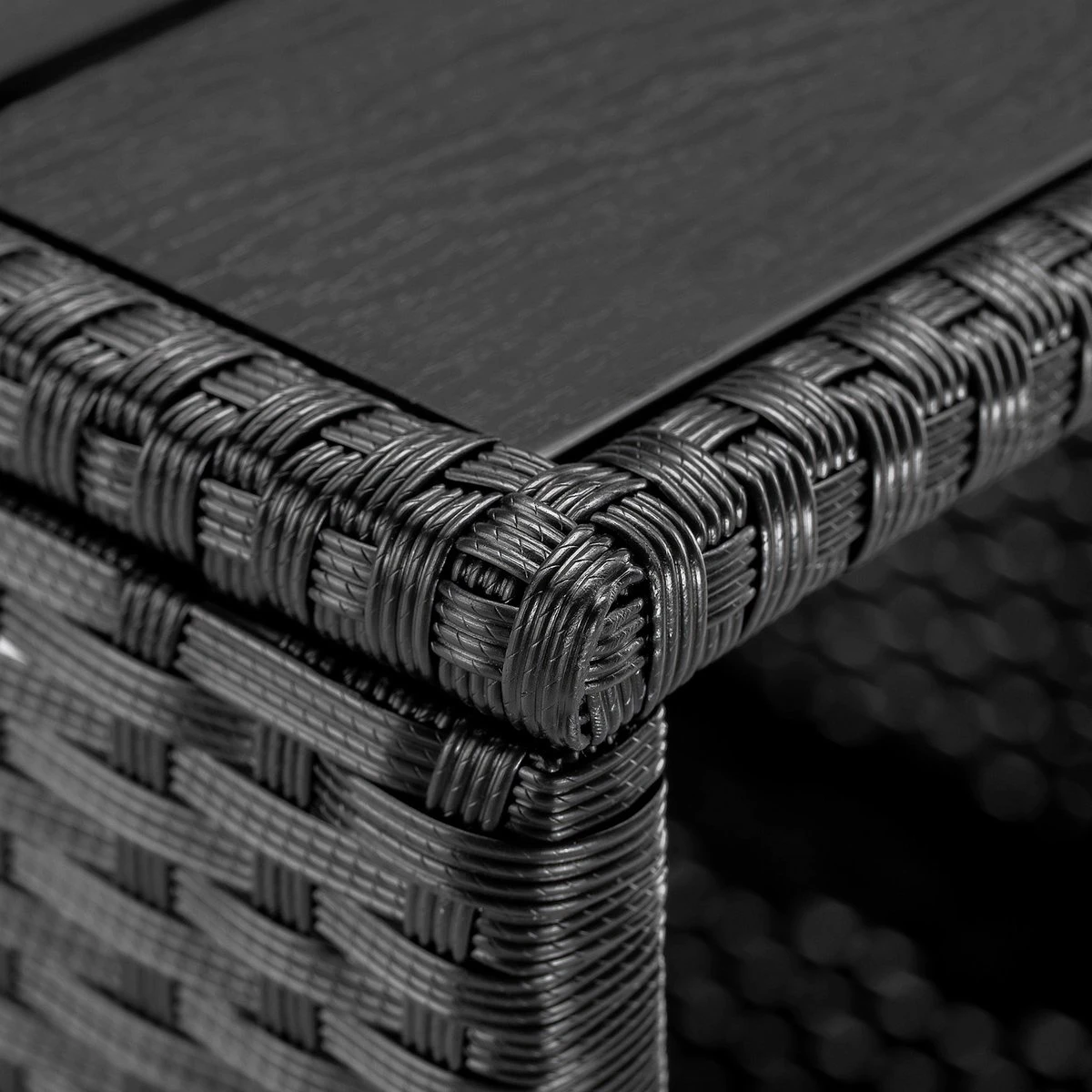 Casaria Polyrattan Bijzettafel - WPC Tafelblad 45x45x40cm – Zwart 6 Casaria Polyrattan Bijzettafel - WPC Tafelblad 45x45x40cm – Zwart - Afbeelding 4