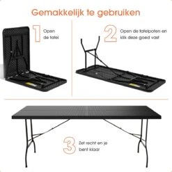 Lenx Klaptafel - Inklapbare Tafel - Opvouwbare Tuintafel - Vouwtafel - Inclusief Handvat En 2 Tafelkleden - 180x75x74cm - 6 Tot 8 Personen 16 Lenx Klaptafel - Inklapbare Tafel - Opvouwbare Tuintafel - Vouwtafel - Inclusief Handvat En 2 Tafelkleden - 180x75x74cm - 6 Tot 8 Personen -Meubel Verkoop 1200x1200 615