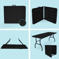 LifeGoods Klaptafel - Inklapbaar - 70x180cm - Verstelbare Vouwtafel - Weerbestendig - Zwart -Meubel Verkoop 1200x1200 638