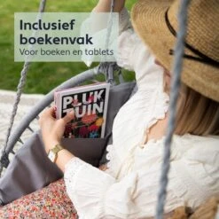 Vita5 Macramé Hangstoel - Voor Binnen En Buiten - Zonder Standaard - Incl. Kussen, Boekenvak En Beschermhoes - Tot 150kg - Grijs -Meubel Verkoop 1200x1200 64