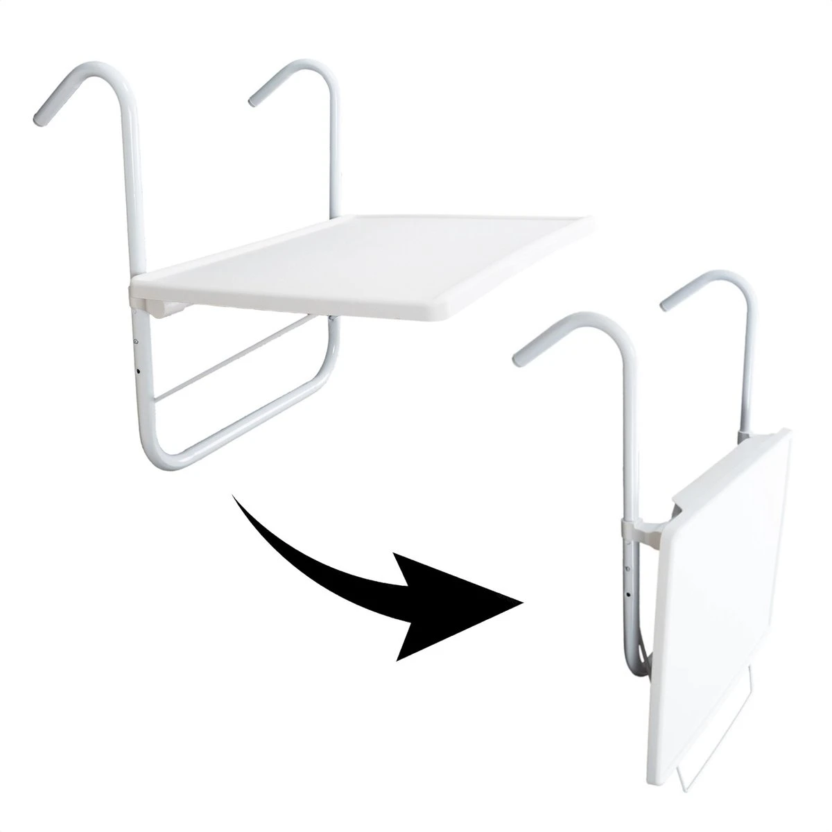 Luxe Inklapbare Balkontafel – 52 X 40 X 56cm – Wit – Hangend – Balkonbar – Balkontafels – Balkontafeltje – Hangtafel Balkon – Balcony Table – Voor Aan Het Balkon – Ophangbaar – Opklapbaar – Tafel – Inklapbaar – Buiten – Tafeltje – Klaptafel 8 Luxe Inklapbare Balkontafel – 52 X 40 X 56cm – Wit – Hangend – Balkonbar – Balkontafels – Balkontafeltje – Hangtafel Balkon – Balcony Table – Voor Aan Het Balkon – Ophangbaar – Opklapbaar – Tafel – Inklapbaar – Buiten – Tafeltje – Klaptafel - Afbeelding 6