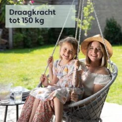 Vita5 Macramé Hangstoel - Voor Binnen En Buiten - Zonder Standaard - Incl. Kussen, Boekenvak En Beschermhoes - Tot 150kg - Grijs -Meubel Verkoop 1200x1200 66