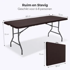 LifeGoods Klaptafel - Inklapbaar - 180 Cm - 6 Tot 8 Personen - Bruin -Meubel Verkoop 1200x1200 697