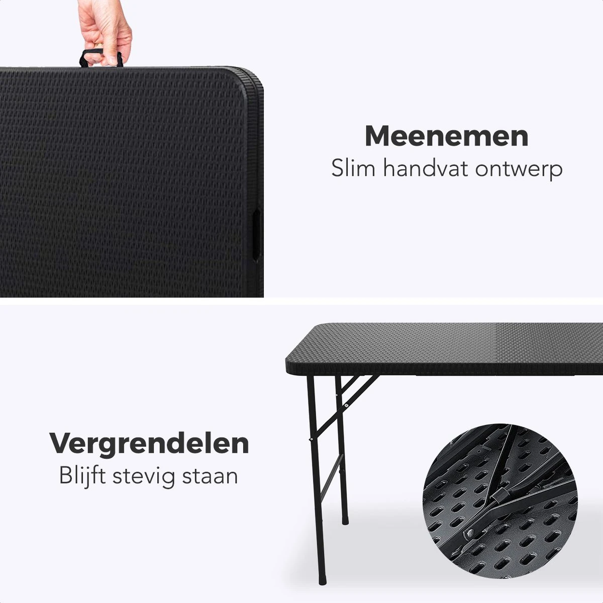 LifeGoods Klaptafel - Inklapbaar - 120 Cm - 4 Personen - Zwart 7 LifeGoods Klaptafel - Inklapbaar - 120 Cm - 4 Personen - Zwart - Afbeelding 5