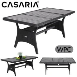 Casaria Polyrattan Tuintafel - WPC Tafelblad 190x90x74 Cm – Zwart -Meubel Verkoop 1200x1200 716
