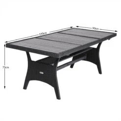 Casaria Polyrattan Tuintafel - WPC Tafelblad 190x90x74 Cm – Zwart -Meubel Verkoop 1200x1200 717