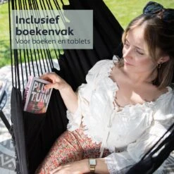 Vita5 XXL Hangstoel - Binnen&Buiten Hangnest - Incl. 2 Kussens En Boekenvak - Volwassenen&Kinderen - Hangmatstoel Tot 225kg - Zwart -Meubel Verkoop 1200x1200 72