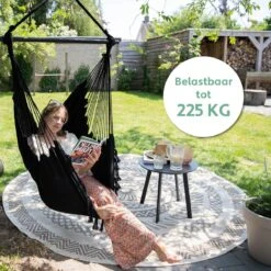 Vita5 XXL Hangstoel - Binnen&Buiten Hangnest - Incl. 2 Kussens En Boekenvak - Volwassenen&Kinderen - Hangmatstoel Tot 225kg - Zwart -Meubel Verkoop 1200x1200 74