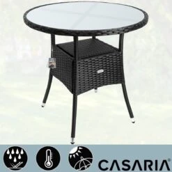Casaria Polyrattan Bijzettafel 80cm Rond - 5mm Veiligheidsglas – Zwart 14 Casaria Polyrattan Bijzettafel 80cm Rond - 5mm Veiligheidsglas – Zwart -Meubel Verkoop 1200x1200 743