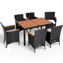 Deuba Polyrattan Tuinset Verona - 6 Stoelen + 1 Tafel Zwart -Meubel Verkoop 1200x1200 786