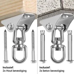 Ophangsysteem - Plafondhaak RVS - Ophanghaak TRX - Hangstoel Buiten - Hangstoel Binnen – Schommelstoel - Schommel - Bokszakken - RVS - 300kg -Meubel Verkoop 1200x1200 79