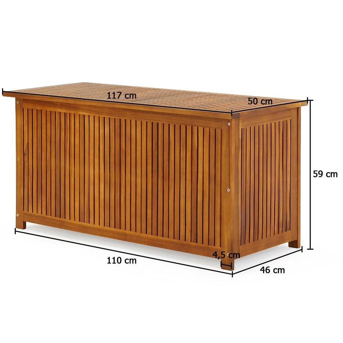 Casaria Opbergbox Acacia Hout – Weerbestendig 115cm - Bruin 11 Casaria Opbergbox Acacia Hout – Weerbestendig 115cm - Bruin - Afbeelding 9