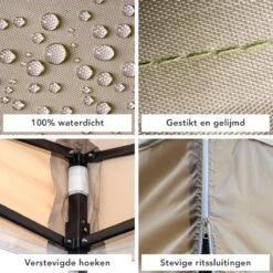 LifeGoods Partytent - 3x3 M - Zijwanden - Easy Up - Opvouwbaar - Waterdicht - Draagtas Met Wieltjes - Beige -Meubel Verkoop 1200x1200 848