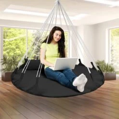 Hangnest Voor Binnen & Buiten. Met Groot En Dik Kussen Voor Volwassenen & Kinderen. Belastbaar Tot 125 Kg. VITA5 (Zwart) 11 Hangnest Voor Binnen & Buiten. Met Groot En Dik Kussen Voor Volwassenen & Kinderen. Belastbaar Tot 125 Kg. VITA5 (Zwart) -Meubel Verkoop 1200x1200 85