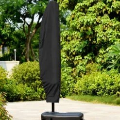 Merkloos Parasolhoes Met Rits En Trekkoord – Beschermhoes Voor Zweefparasol & Staande Parasol – Waterdicht Afdekhoes – Hoes Voor Hangparasol – Inclusief Opberghoes – Zwart - 205 Cm -Meubel Verkoop 1200x1200 900